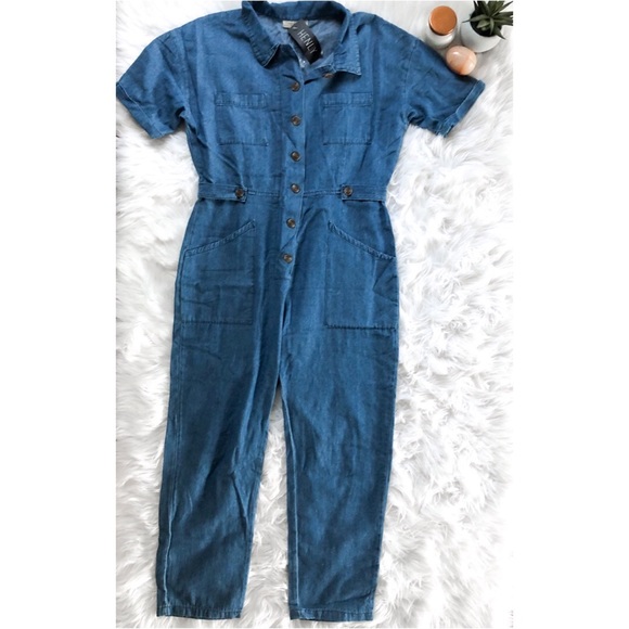 Polagram Pants - NWT POLAGRAM Chambray Button Up Romper